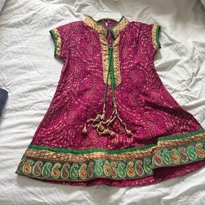 Authentic Indian Toddler Magenta Embroidered and beaded handmade